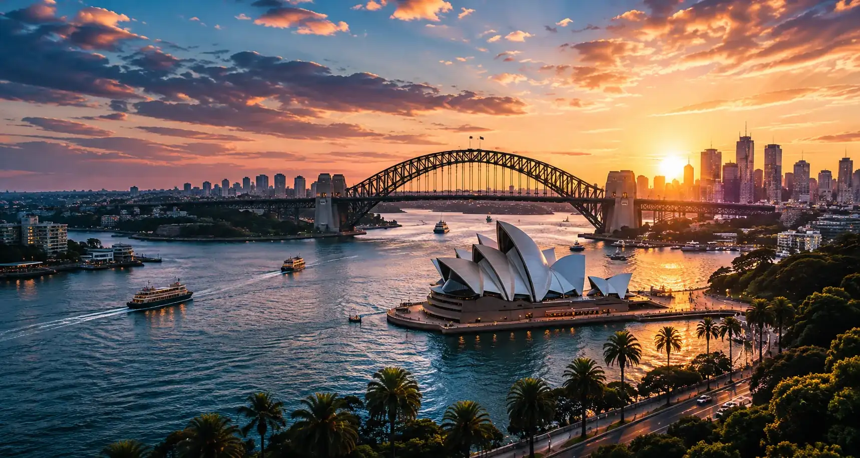 Sydney Harbor Sunset Panorama